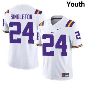 White Tylen Singleton NCAA #24 Youth Geaux Tigers College Football Jerseys 284452-154
