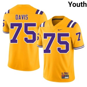 Gold Youth LSU Tigers Player College Football Weston Davis #75 Jerseys 114677-398