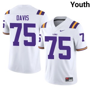 White Youth Weston Davis Louisiana State Tigers Stitched #75 College Football Jersey 254733-247