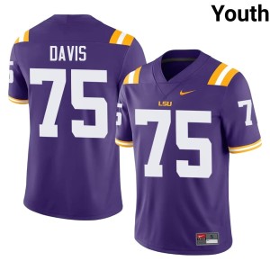 Purple Embroidery College Football Youth Weston Davis #75 LSU Jerseys 897803-551