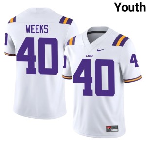 White College Football Geaux Tigers Whit Weeks Youth #40 Stitched Jersey 182757-508