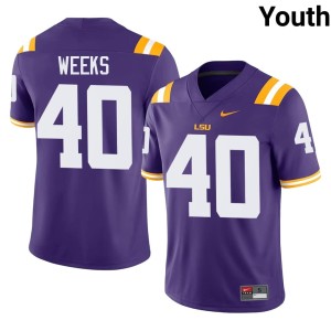 Purple College Football LSU Tigers Limited #40 Youth Whit Weeks Jerseys 630678-450
