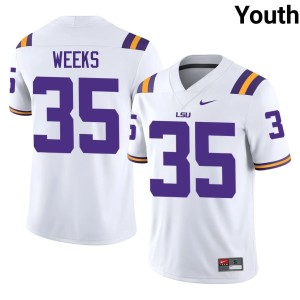 White 2026-27 Youth #35 Zach Weeks LSU Tigers College Football Jersey 746591-818