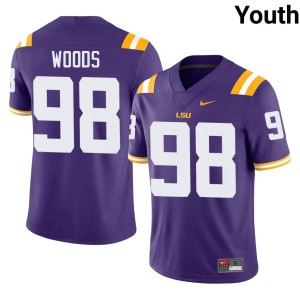 Purple Fighting Tigers Achilles Woods Youth #98 Limited College Football Jersey 443959-738