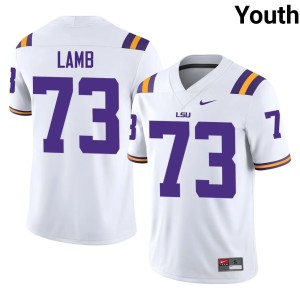 White #73 LSU Adrian Lamb Youth College Football Embroidery Jerseys 542426-173