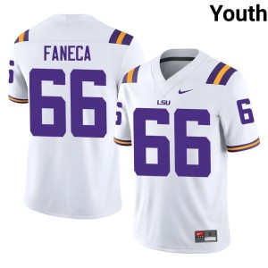 White Louisiana State University Tigers 2026 College Football Youth Alan Faneca #66 Jersey 658652-475
