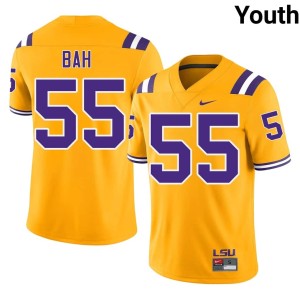 Gold Geaux Tigers #55 Youth Alumni College Football Aliou Bah Jersey 463394-763