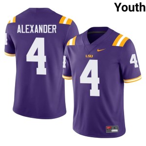 Purple #4 College Football Youth Charles Alexander Louisiana State Tigers Game Jerseys 667951-637