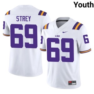 White Alumni #69 Darrin Strey College Football Louisiana State Tigers Youth Jerseys 111409-810