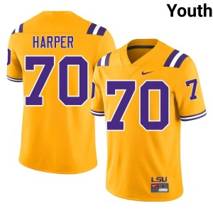 Gold Youth #70 Alumni Tiger Nation Devin Harper College Football Jerseys 769750-248