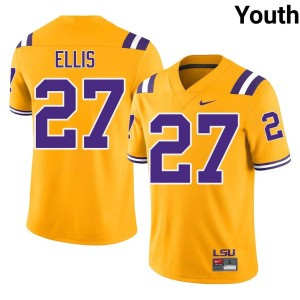 Gold College Football Youth #27 Replica Dez Ellis LSU Jerseys 282057-897