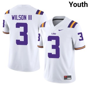 White Youth College Football Eugene Wilson III Stitched #3 Louisiana State Tigers Jersey 615249-130