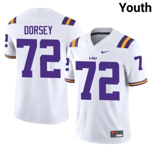 White Youth #72 Geaux Tigers Embroidery College Football Glenn Dorsey Jerseys 263780-762