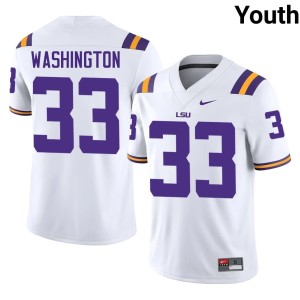 White Youth Louisiana State University Tigers Isaiah Washington #33 2026-27 College Football Jersey 545516-763
