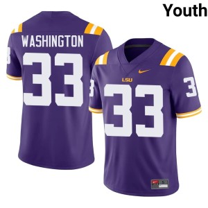 Purple Official Isaiah Washington Tiger Nation #33 College Football Youth Jerseys 192363-696