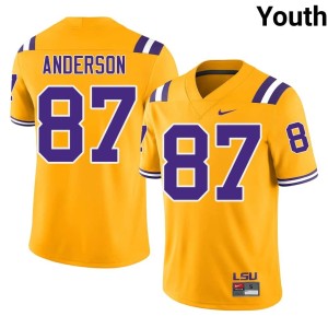 Gold Youth #87 College Football High School LSU JC Anderson Jerseys 703900-542