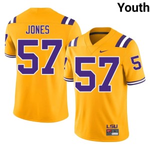 Gold Player College Football LSU #57 JaKolby Jones Youth Jerseys 677437-900