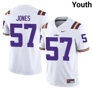 White #57 Game Geaux Tigers College Football Youth JaKolby Jones Jersey 926341-133