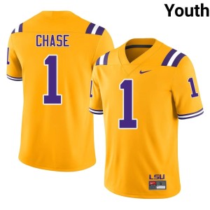 Gold Youth Replica Tigers College Football #1 Ja'Marr Chase Jersey 543344-141