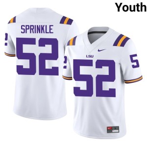 White #52 Player College Football LSU Youth Ja'Quan Sprinkle Jersey 834435-499