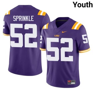 Purple Ja'Quan Sprinkle LSU Embroidery College Football #52 Youth Jerseys 188452-479