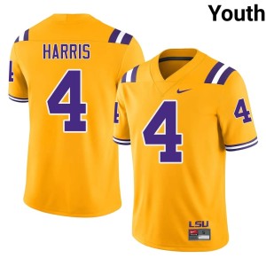 Gold Jackson Harris #4 College Football Youth Game Geaux Tigers Jerseys 516123-808