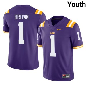 Purple Jayce Brown #1 High School College Football Youth Louisiana State University Tigers Jersey 589250-125