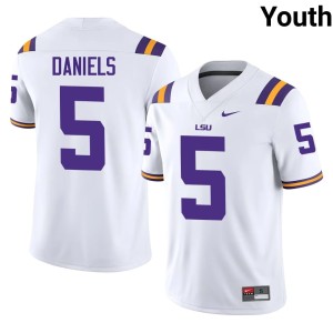White Jayden Daniels Louisiana State Tigers #5 Game College Football Youth Jerseys 392239-390