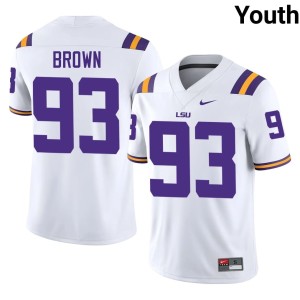 White #93 College Football Jaylen Brown Embroidery Tigers Youth Jersey 990636-533