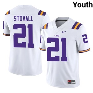 White Game Jerry Stovall College Football #21 Youth LSU Jersey 842105-416