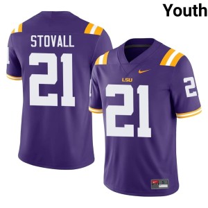 Purple Youth Geaux Tigers #21 Jerry Stovall College Football University Jerseys 342794-572