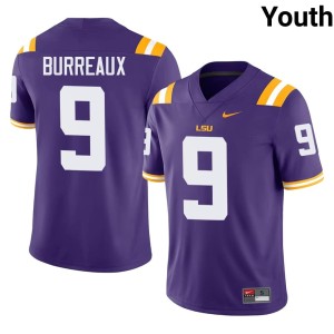 Purple #9 College Football Youth Joe Burrow Burreaux University Geaux Tigers Jerseys 430746-139