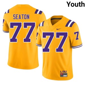Gold #77 College Football Youth Tiger Nation Jordan Seaton Game Jersey 325323-666