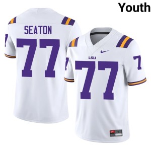 White Player #77 Youth Tiger Nation College Football Jordan Seaton Jerseys 121655-760