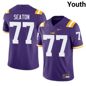 Purple Player College Football Youth Jordan Seaton #77 Fighting Tigers Jerseys 624626-198