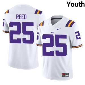 White Youth 2026-27 Louisiana State Tigers #25 College Football Josh Reed Jersey 613259-870