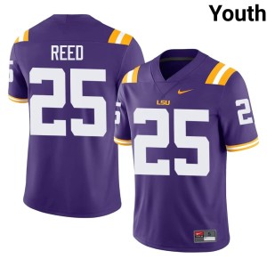 Purple Josh Reed #25 College Football Youth Tigers Official Jerseys 647704-856