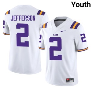 White Official Louisiana State Tigers Justin Jefferson College Football #2 Youth Jerseys 285248-524