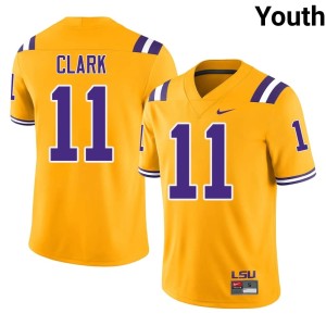 Gold Landen Clark #11 Louisiana State Tigers College Football Youth Player Jersey 669407-808