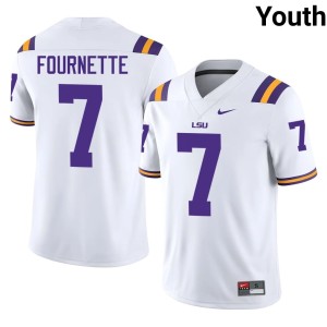 White #7 Youth Tiger Nation Leonard Fournette College Football Embroidery Jersey 257231-632