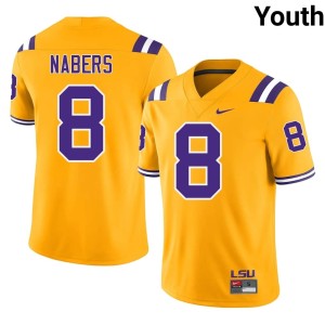 Gold Official Youth College Football #8 Malik Nabers Louisiana State Tigers Jersey 426850-129