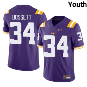 Purple Mason Dossett Youth Louisiana State University Tigers #34 Stitched College Football Jerseys 746709-730