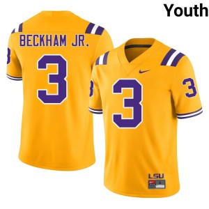 Gold #3 Youth Louisiana State Tigers Odell Beckham Jr. College Football Limited Jerseys 508610-329