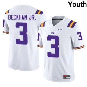 White Youth Odell Beckham Jr. LSU Stitched #3 College Football Jersey 888619-776