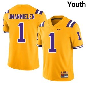 Gold #1 College Football Youth Princewill Umanmielen 2026-27 Louisiana State Tigers Jerseys 957021-506