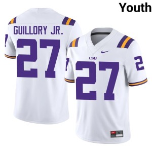 White Raycine Guillory Jr. #27 Youth Geaux Tigers Replica College Football Jersey 729410-736