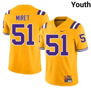 Gold #51 Replica LSU Tigers College Football Youth Ryan Miret Jerseys 938087-875