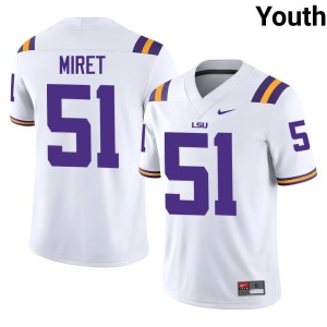 White #51 LSU Ryan Miret Game College Football Youth Jerseys 737999-408