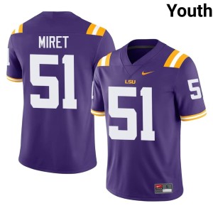 Purple College Football Youth Embroidery Tiger Nation Ryan Miret #51 Jersey 241387-918