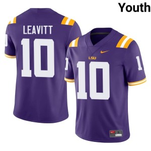 Purple College Football LSU Tigers #10 Sam Leavitt Replica Youth Jersey 627220-229